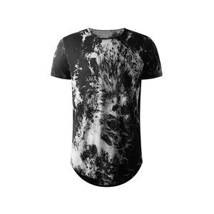 Men's <b>Tie</b>-Dye Short Sleeve O-Neck T-Shirt Slim Fit Long Length Casual <b>Knitted</b> Style - Product Image 1