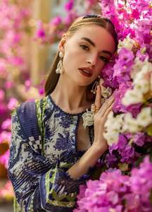 Salwar Kameez de Georgette de Seda para Mujer, Estampado y Bordado, de Corte Holgado y Largo hasta el Suelo, Hecho en Pakistán, Tradicional, para Bodas y Fiestas - Product Image 3