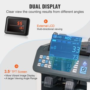 Máquina Contadora de Dinero Multidivisa con Clasificación Automática de Billetes, 2CIS, SN, UV, IR, MG, DD, Pantalla LED, Función CIS, Detección de Billetes Falsos - Product Image 5