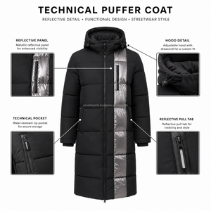 Veste d'hiver longue pour homme, rembourrée en coton, épaisse, chaude, imperméable, coupe-vent, col montant, design isolant, idéale pour les activités de plein air. - Product Image 6