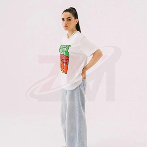 ผู้ผลิตเสื้อผ้าแฟชั่นแบบ OEM ODM คุณภาพสูง เสื้อยืดพิมพ์ลายโอเวอร์ไซส์สำหรับผู้หญิง ผ้าฝ้ายระบายอากาศ สไตล์ลำลองแนวสตรีทแวร์ - Product Image 5