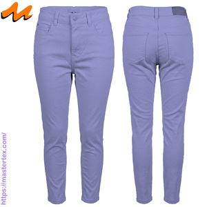Jean en denim délavé et teint en pièce pour femme, coupe droite, taille mi-haute, longueur pleine, idéal pour les fêtes décontractées, collection Printemps, modèle 9.28o - Product Image 3