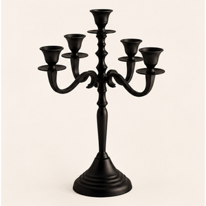 Wholesale Matte <b>Black</b> Metal <b>Candelabra</b> 5 Arm Candle Holder Candlestick Stand for Wedding Table Centerpiece Party Event Decor - Product Image 1