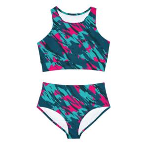 Women's Black Halter Bikini Set Solid Color <b>Thong</b> Bottom Stretch Swimwear Two Piece Beachwear Front Logo <b>Seamless</b> - Product Image 3