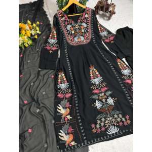 Ensemble de costume de soirée noir pour femmes Kavya Fab Designer avec un magnifique dupatta, taille S, 1 kg - Product Image 2