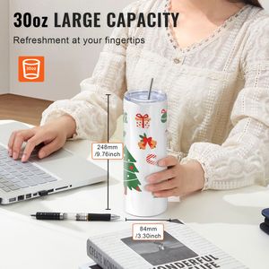 Set di 8 Tumbler in Acciaio Inox da 30 oz a Doppia Parete, Bicchieri Sottili e Dritti per Sublimazione, Tazze Reattive al Calore - Product Image 5