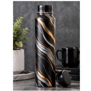 Bouteille d'eau esthétique en cuivre botanique avec couvercle en cuivre, portable pour les voyages - Product Image 2