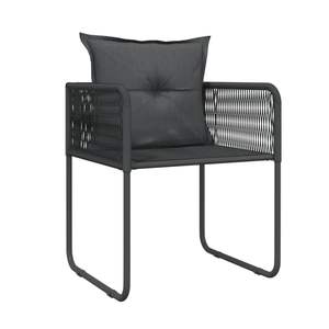 Grand ensemble de salle à manger de jardin en acier noir thermolaqué et verre avec rotin PE – Mobilier d'extérieur élégant - Product Image 5