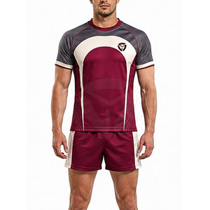 Ensemble maillot et short de rugby pour homme, manches courtes, tissu léger, coutures durables et style vêtements d'équipe sportive - Product Image 3