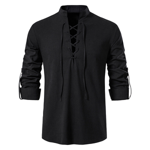 Camisa de Lino/Algodón para Hombre, Nueva Moda 2026, Estampado Personalizado, Cuello en V, Manga Larga, Verano, Transpirable, Alta Calidad, Venta al Por Mayor - Product Image 6