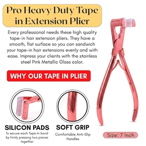 Pince professionnelle pour pose d'extensions capillaires, outil de scellage pour extensions à bandes avec patins en silicone, ouverture facile, conception à ressort, en acier inoxydable - Product Image 4