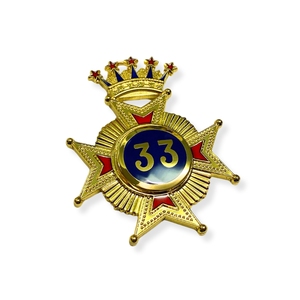 Ensemble de colliers blancs de 33e degré maçonniques personnalisés avec insigne de joaillerie, accessoires de cérémonie, base en velours, écologique et durable - Product Image 4