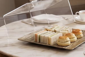 Premium Dessert Serving Trays With Clear Dome Handmade Metal Food Serving Trays Different Sizes Elegant Pattern For Restaurant - Product Image 5