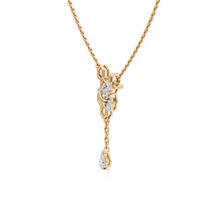 Luxury 18K <b>Solid</b> <b>Gold</b> Diamond <b>Pendant</b> Necklace With Hexagon Design And Pear Cut Drop For Women's Everyday Wear - Product Image 2