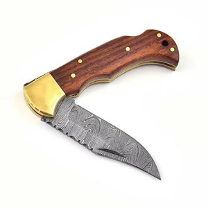 Couteau Skinner à lame pleine de 6 pouces en acier Damas, fabriqué en usine, à prix bas, fait main, pour le camping en extérieur, avec manche en bois de cerf, vente en gros - Product Image 4