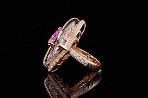 Bague en Moissanite Or Rose, Coupe Marquise, Pierre Précieuse Poire, Sertie à Griffes, Bijou de Mariage et de Fête - Product Image 4