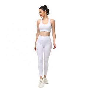 Women Solid <b>Black</b> High Waist <b>Legging</b> Yoga Set Racerback Full Length Workout Fitness Clothes Two Piece - Product Image 5
