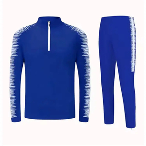 Men Polyester/Cotton Casual Breathable Lightweight Tracksuit Blue Athletic Full <b>Zip</b> Jacket <b>Trousers</b> Sportswear Set OEM Factory - Product Image 6