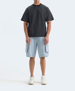 T-shirt col roulé 100 % coton noir uni personnalisé avec logo imprimé pour homme en tissu tricoté – Vente en gros - Product Image 1