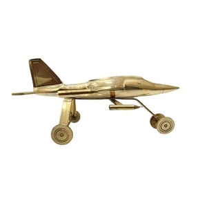 Decorative Brass Aircraft Model Vintage Style Fighter Jet Showpiece <b>Gold</b> Toned Metal Collectible Airplane <b>Statue</b> for Home Office - Product Image 3