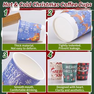 120 Bicchieri di Carta Usa e Getta con Design Natalizio da 9oz per Caffè, Tè, Cioccolata Calda, Kit per Feste e Festività - Product Image 3