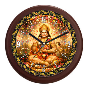 Horloge murale Lord Hanuman, décoration de méditation, produit promotionnel pour le bureau, le salon, le temple, cadeau de Noël et du Nouvel An - Product Image 5