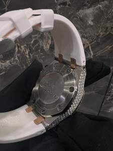 Reloj de Pulsera para Hombre, Estilo Urbano, Mecánico, con Correa de 16 mm, Esfera Blanca Semi-escarchada, Diamantes Moissanite VVS, Acero Inoxidable, Hecho a Mano y Personalizado - Product Image 6