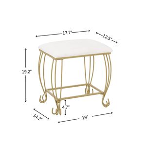 Juego de tocador vintage para dormitorio con taburete, escritorio de maquillaje blanco para mujer con mucho espacio de almacenamiento para maquillarse - Product Image 6