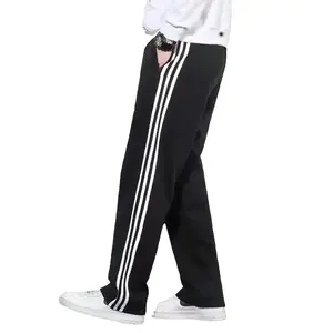 oem customized logo design men's pants loose straight casual pants youth sweatpants trend thin three stripe sweatpants men's