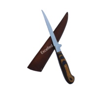 Cuchillo de filete personalizado hecho a mano de 13 pulgadas con hoja de acero J2 mango de madera Pakka Incluye funda de cuero para filete de pesca uso en la cocina