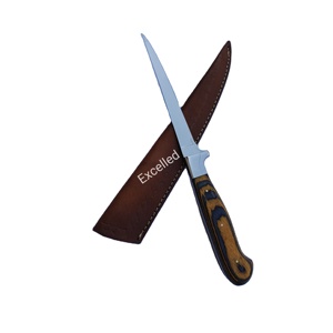 Couteau à filet personnalisé de 13 pouces fait à la main avec lame en acier J2 manche en bois Pakka comprend une gaine en cuir-pour filet de pêche utilisation en cuisine - Product Image 1