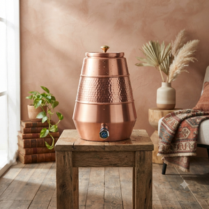 Dispensador de Agua de Cobre Hecho a Mano, Matka Martillado con Tapa y Grifo, Almacenamiento Decorativo de Bebidas para Hogar, Cocina, Hotel, Restaurante - Product Image 4