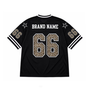 เสื้อเจอร์ซีย์อเมริกันฟุตบอลลายเสือดาวสีดำแบบตาข่ายรุ่นล่าสุด ทรงโอเวอร์ไซส์ แบบยูนิเซ็กส์ ไหล่ตก ระบายอากาศได้ดี เหมาะสำหรับฤดูร้อน - Product Image 2