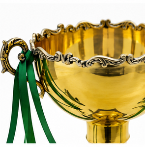 Cricket <b>Trophy</b> Golden Metal Award With Green Ribbon For Sports Achievement Display - Product Image 5