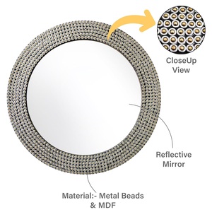 Decorative Modern Designer Round <b>Wall</b> <b>Mirror</b> with Metal Studded Frame <b>Wall</b> Mounted <b>Mirror</b> for Living Room Home - Product Image 4
