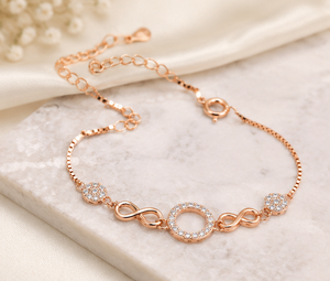 925 Sterling <b>Silver</b> Charm Interlocking Circle <b>Adjustable</b> Length <b>Bracelet</b> | Rhodium Plated Women's Jewelry Handmade Bulk Trendy - Product Image 5