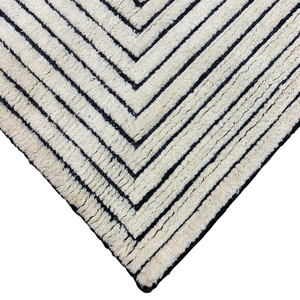 Tapis moderne en laine tuftée à la main noir et blanc 25 KPSI, motif géométrique rectangulaire concentrique en labyrinthe, tapis et moquette pour la décoration - Product Image 5