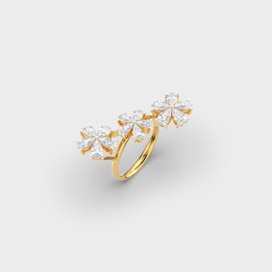 Flower Diamond <b>Cocktail</b> <b>Ring</b> In Yellow <b>Gold</b> Marquise Cut Romantic Women's Engagement <b>Ring</b> - Product Image 1
