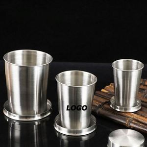 Tasse de voyage pliable en acier inoxydable portable avec porte-clés - Mug de camping pliable pour la randonnée et la bière - Product Image 1