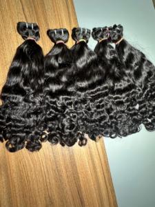 ผมต่อแบบเรมี่ลอนสำหรับต่อผมผมมนุษย์ผมคนอินเดียแบบไม่ผ่านกระบวนการผมมัดสองชั้นแบบไม่ถาวร - Product Image 5