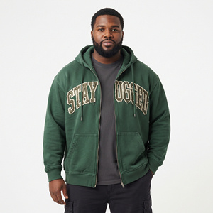 Sudadera con Capucha Bordada para Hombre, Corte Holgado, Informal, con Diseño de Letras en la Parte Delantera, Manga Regular, Algodón French Terry - Product Image 1