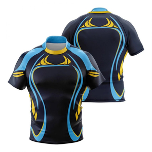Maillot de rugby personnalisé haut de gamme, imprimé, extensible dans 4 directions, respirant, séchage rapide, antibactérien, anti-UV, 100 % polyester, été - Product Image 1