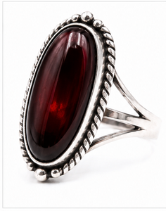 Red <b>Garnet</b> Oval Silver <b>Ring</b> | 925 Sterling Silver Handmade <b>Garnet</b> Statement <b>Ring</b> | January Birthstone Jewelry Gift - Product Image 3