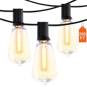 Luci LED da Esterno Infrangibili 200FT, 2700K Dimmerabili, 100 Lampadine ST38, Cavo in PVC, Emissione Bianco Caldo - Product Image 1