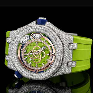 Montre de luxe à cadran rond en moissanite pour homme, bracelet entièrement serti de diamants - Product Image 2