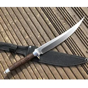 Handmade stainless steel fishing knife with Wangi wood handle and canvas sheath butcher knife Camping knife