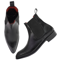 Bottines Chelsea en cuir véritable pour homme avec bout pointu, fermeture éclair, semelle en caoutchouc - Toutes saisons