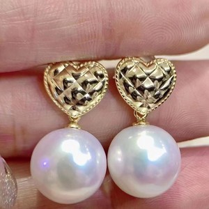 Nouvelles boucles d'oreilles en forme de cœur en perles d'eau douce blanches de 10-11 mm, bijoux en gros - Product Image 2