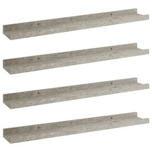 Juego de 4 Estantes de Pared y Exhibición de MDF Gris Hormigón, 23.6x3.5x1.2 pulgadas - Product Image 2