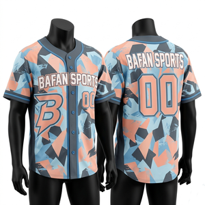 Camiseta 100% algodón para hombre, corte holgado, estampada, estilo béisbol, 170 GSM, tela de poliéster transpirable de alta calidad, color azul melocotón - Product Image 1